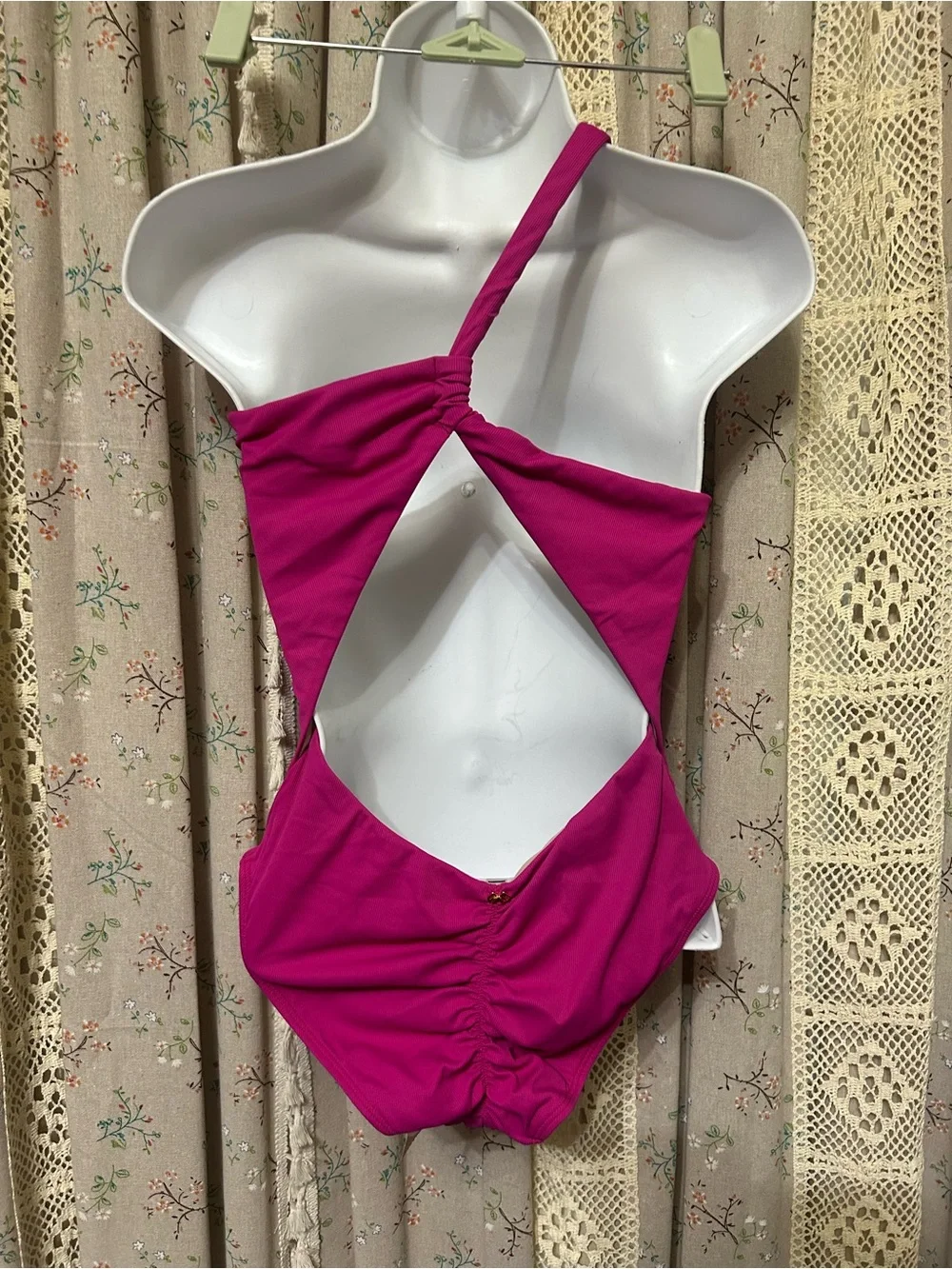 PQ Swim Grace‎ One Piece Fuchsia One Shoulder Cutout Swimsuit M